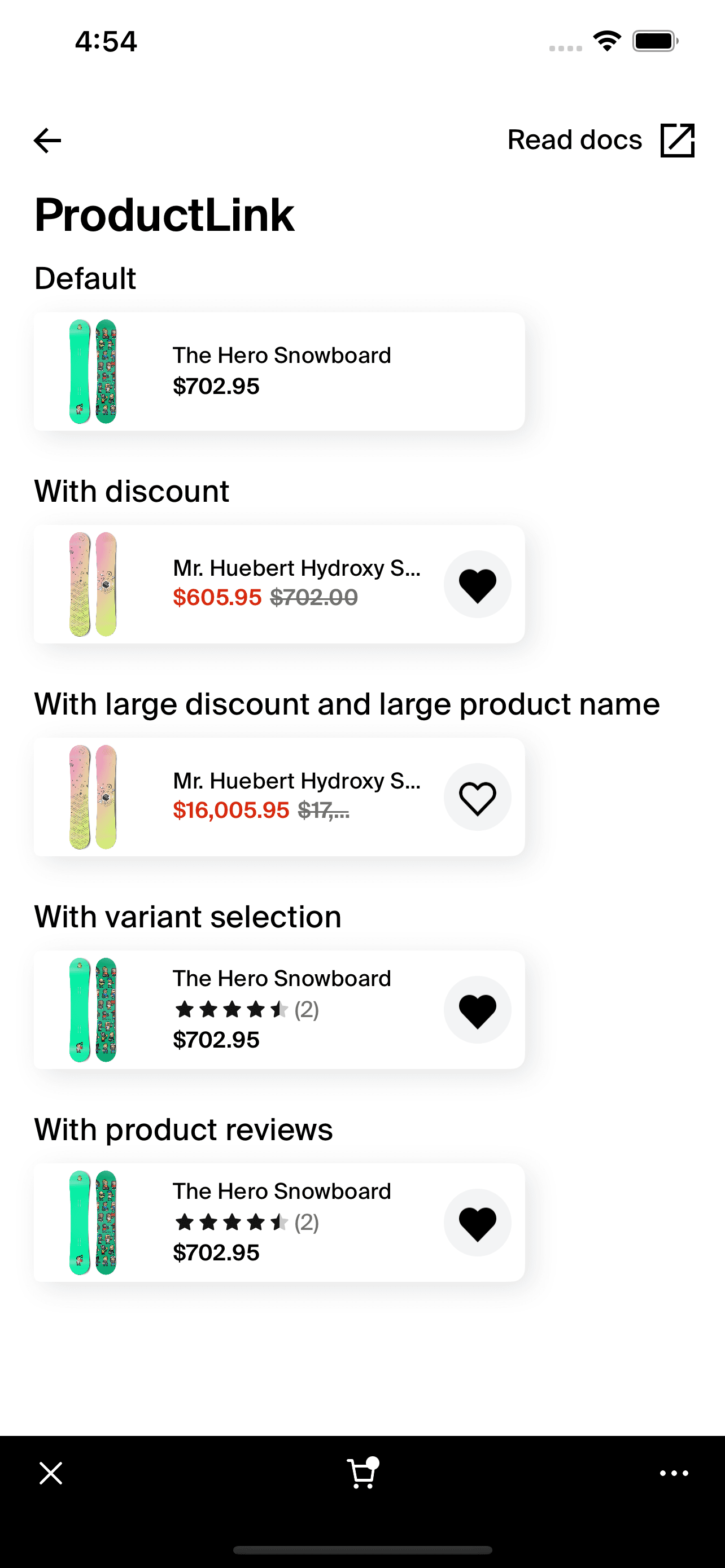 Example of the ProductLink component